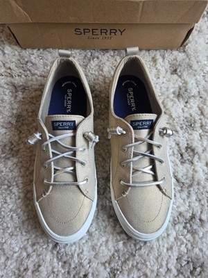 Sperry Women's Crest Vibe Sparkle Gold Sneaker STS85703