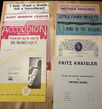 Lot of 9 Accordion Sheet Music- treble staff -includes waltz, fox trot, landler