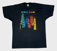 Vintage 80s Chicago Skyline T-shirt Made in USA Screen Stars Sz L