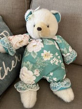 Vintage Floral Teddy Bear Stuffed Plush
