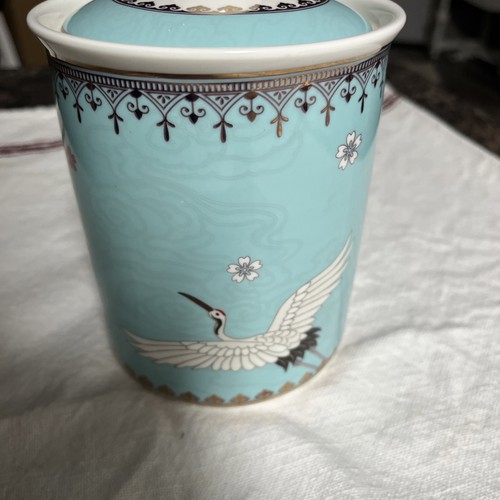 Grace Teaware Asian Crane Chinoiserie Porcelain Tea Caddy Nice - Picture 3 of 5
