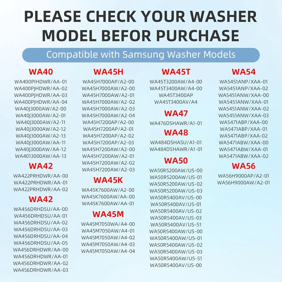 【Actualización】Lavadora WA50R5200AW/US WA50R5400AV/US WA45N3050AW/A4 WA45T3200AW/A4 Foto 4 de 4