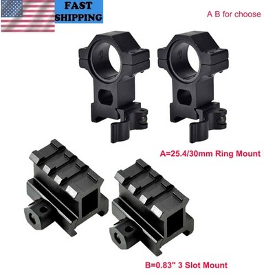 Quick Release 25.4/30mm High Profile Ring Scppe Mount/0.83'' 3 Slot Riser Mount
