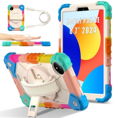 Case For Redmi xiaomi pad SE 8.7'' 2024 Case 360 Rotating Stand Strap Cover