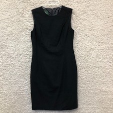 LRL Ralph Lauren Dress 8 Adult Black Wool Sheath Knee Length Sleeveless Womens
