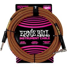 Ernie Ball Braided Straight to Angle Instrument Cable 18 ft. Pumpkin Pie