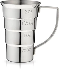 Viski Stepped Jigger With Handle, 4 Measurement Markings, Measuring Cup for... 
