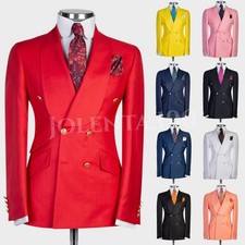 Double Breasted Men's Suit Jacket Business Formal Groom Tuxedo Party Prom Blazer