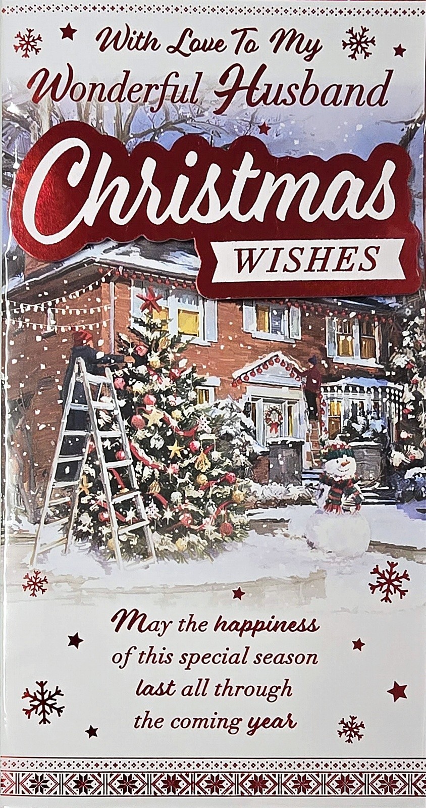 Merry Happy Christmas Card With Love to my Wonderful Husband Outdoor Scene