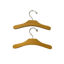 Lot of 2 Kids Wood Wooden Hangers w/ Grip Child Size