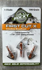 Rocky Mountain First Cut X Crossbow Broadhead 4 Blade 100 Grain- 3 Pack New