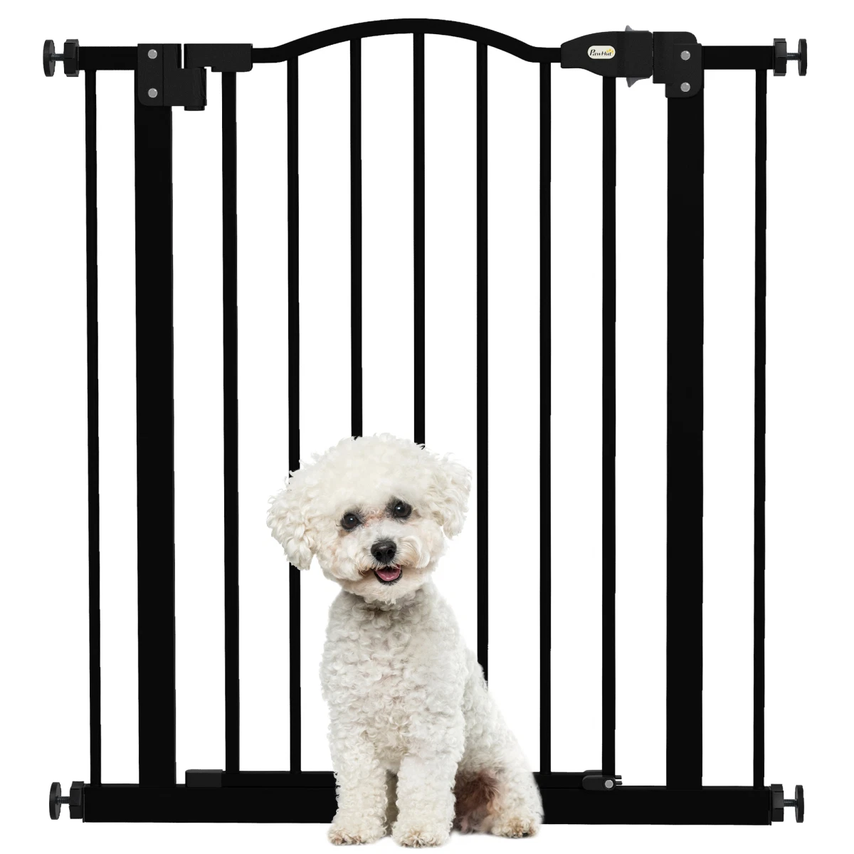 Pet Gate Black Metal/Plastic 78cm H x 74-80cm W Adjustable AutoClose Door