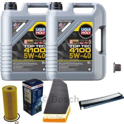 BOSCH Inspektionspaket 10L Liqui Moly Top Tec 4100 5W-40 für BMW X3 3.0d 3.0sd
