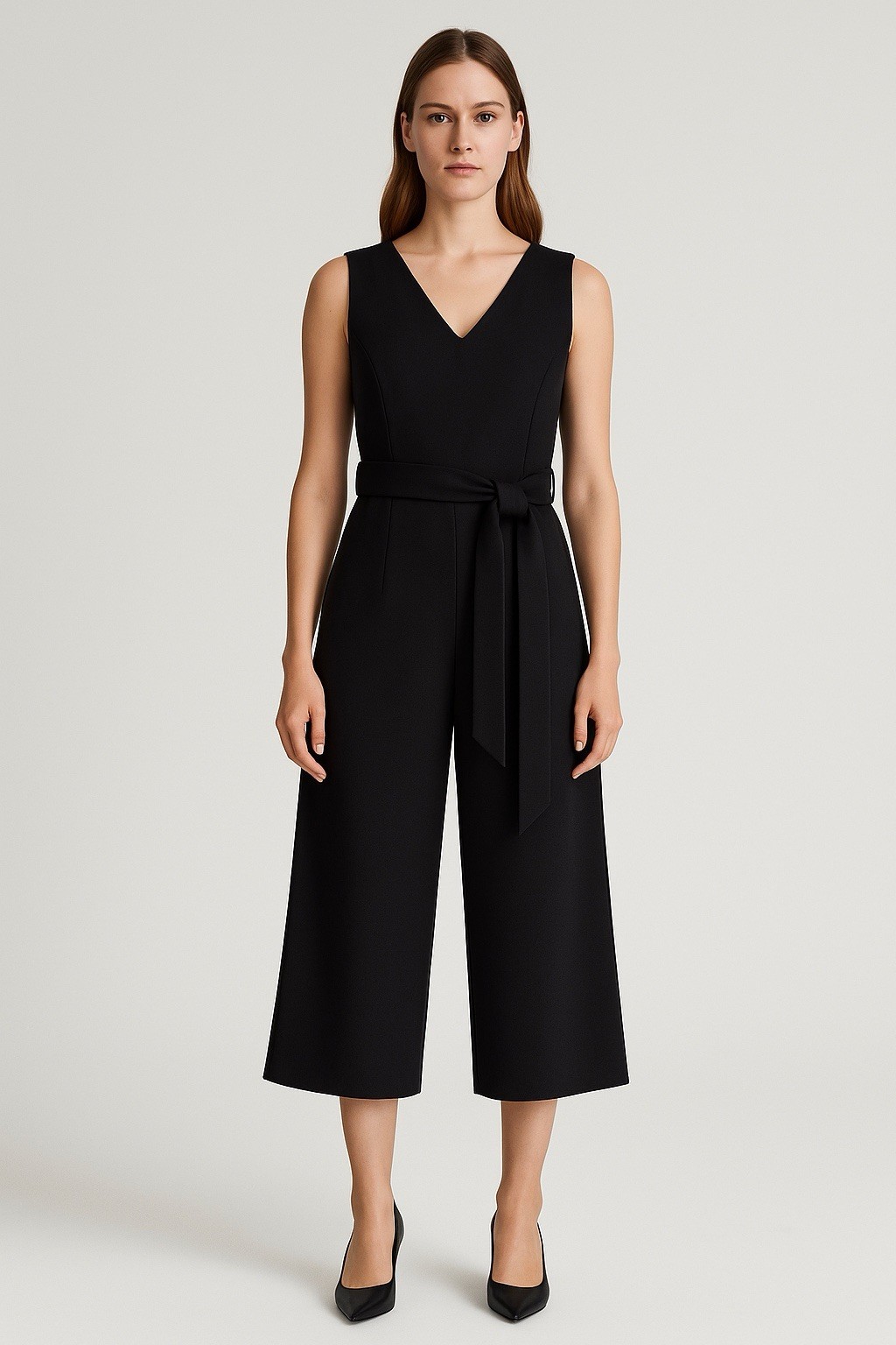 Calvin Klein Women’s Black Jumpsuit Size 8 Wide-Leg, Elegant Dressy One-Piece