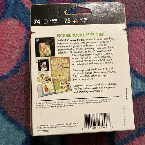 2pk Genuine HP 74 Black 75 Color J5730 J5740 C4210 C4410 D5360 D5315 C5280 D4260 - 第 4/4 張圖片