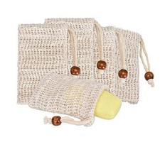4 Pack Natural Sisal Soap Bag Exfoliating Soap Saver Pouch Holder
