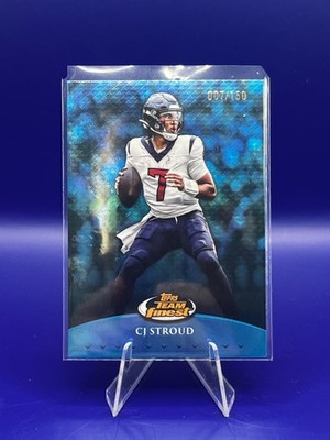 2024 Topps Finest C.J. Stroud Blue Refractor #7/150 Jersey Number Match JSY#