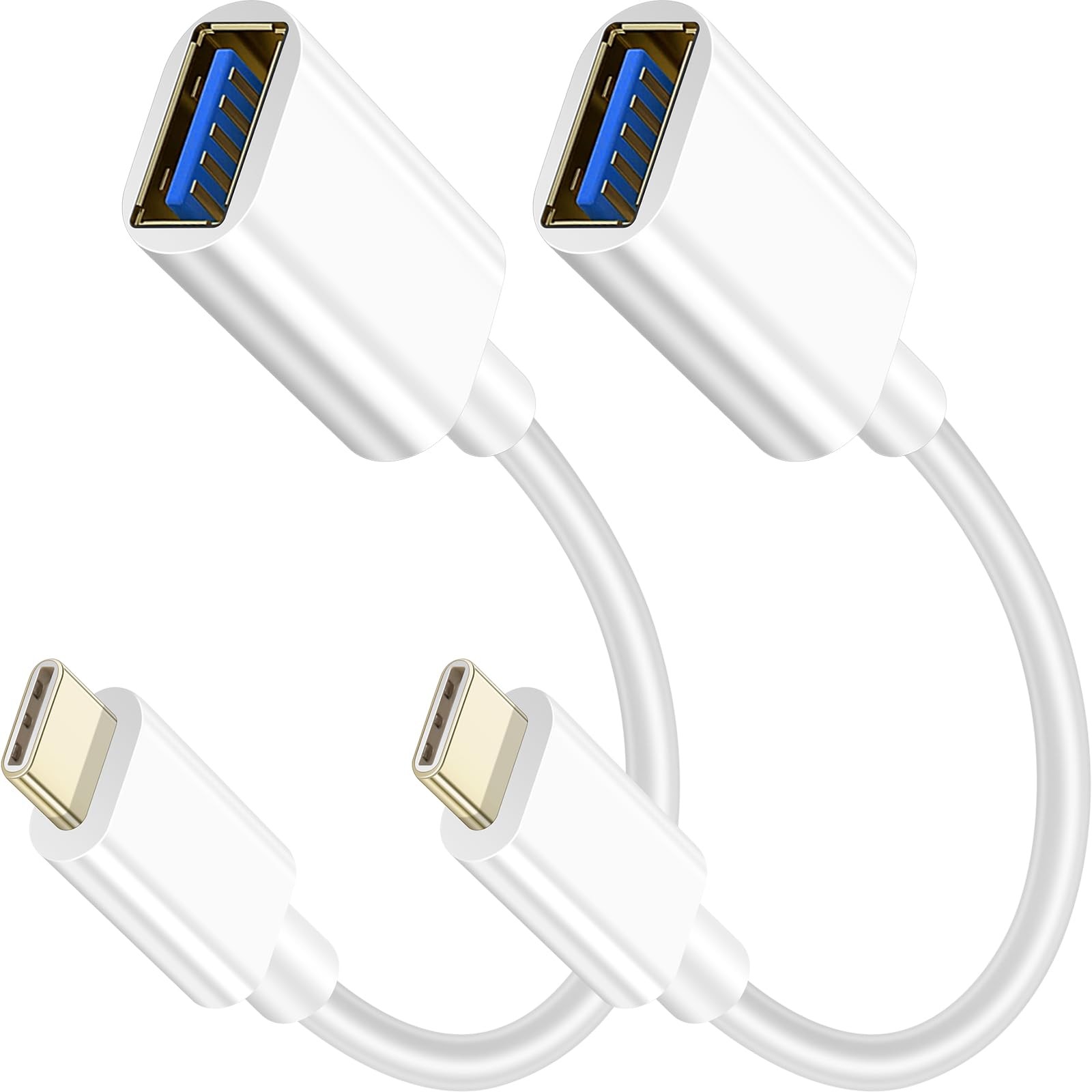 USB C Male to USB Female Adapter 2 Pack OTG Type C to USB Converter