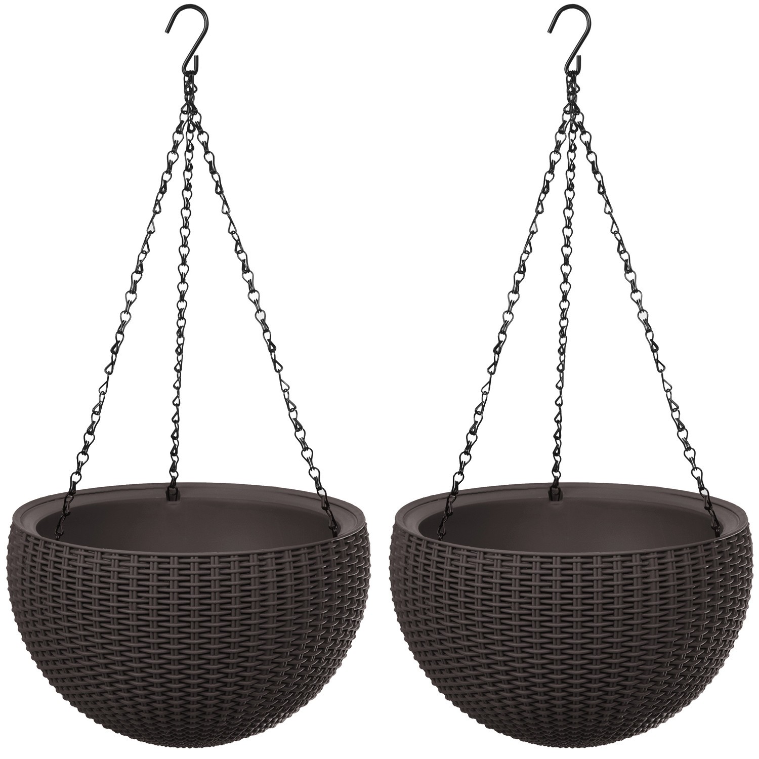Hanging Sphere Planter Keter pot de fleur suspendu 35 cm aspect rotin tressé