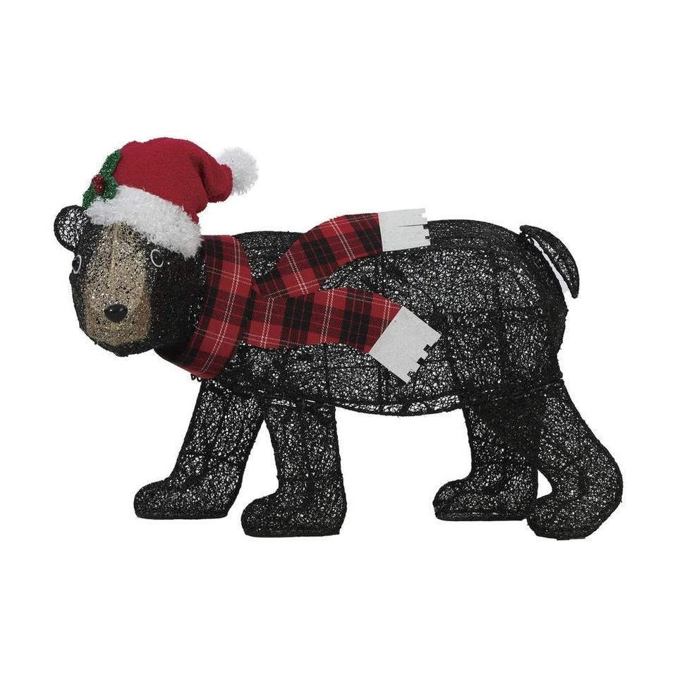 28" LED Navidad Oso Negro Usando Sombrero de Papá Noel Utilería Exterior Patio Decoración de Vacaciones Foto 3 de 4