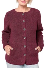 Susan Graver Women's Weekend Knit Boucle Collarless Jacket Wine Kiss
