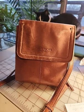 American Leather Co Kansas Smooth Brandy Genuine Leather Crossbody Bag. 