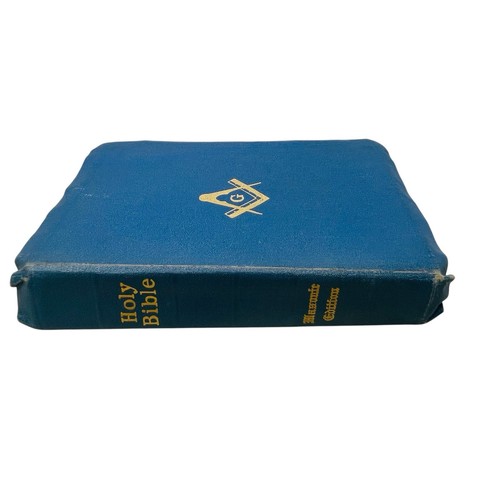 1951 Masonic King Solomon’s Edition Bible Illustrated Bonded Blue Leather - Imagen 3 de 15