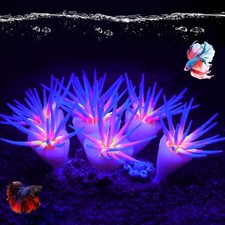 Silicone Glowing Effect Aquarium Fish Tank Decorations, Artificial Soft Anemo...