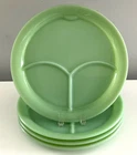 Set/4 Fire King Jadeite Divided Plates w/ Tab Vintage Oven Ware Restaurant Grill