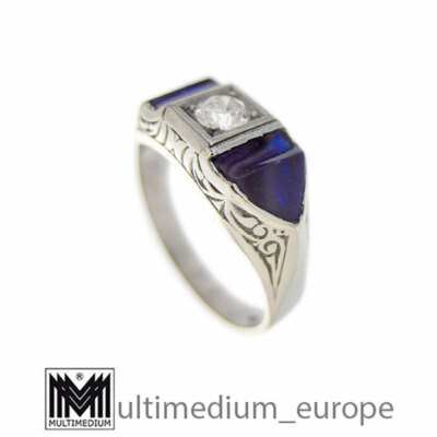750 Weißgold Ring Diamant Saphir 18ct white gold diamond sapphire