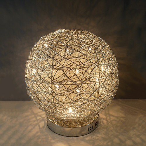 Moderne Halogen Tischleuchte Alissa Alu-Drahtgeflecht Kugelleuchten Tischlampe - Bild 15 von 15