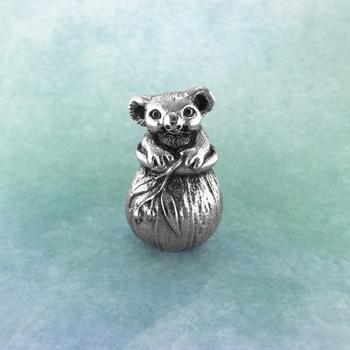 Koala In Gumnut Miniature Figurine,Solid Pewter, Australian Made Souvenir Gift - Picture 3 of 5
