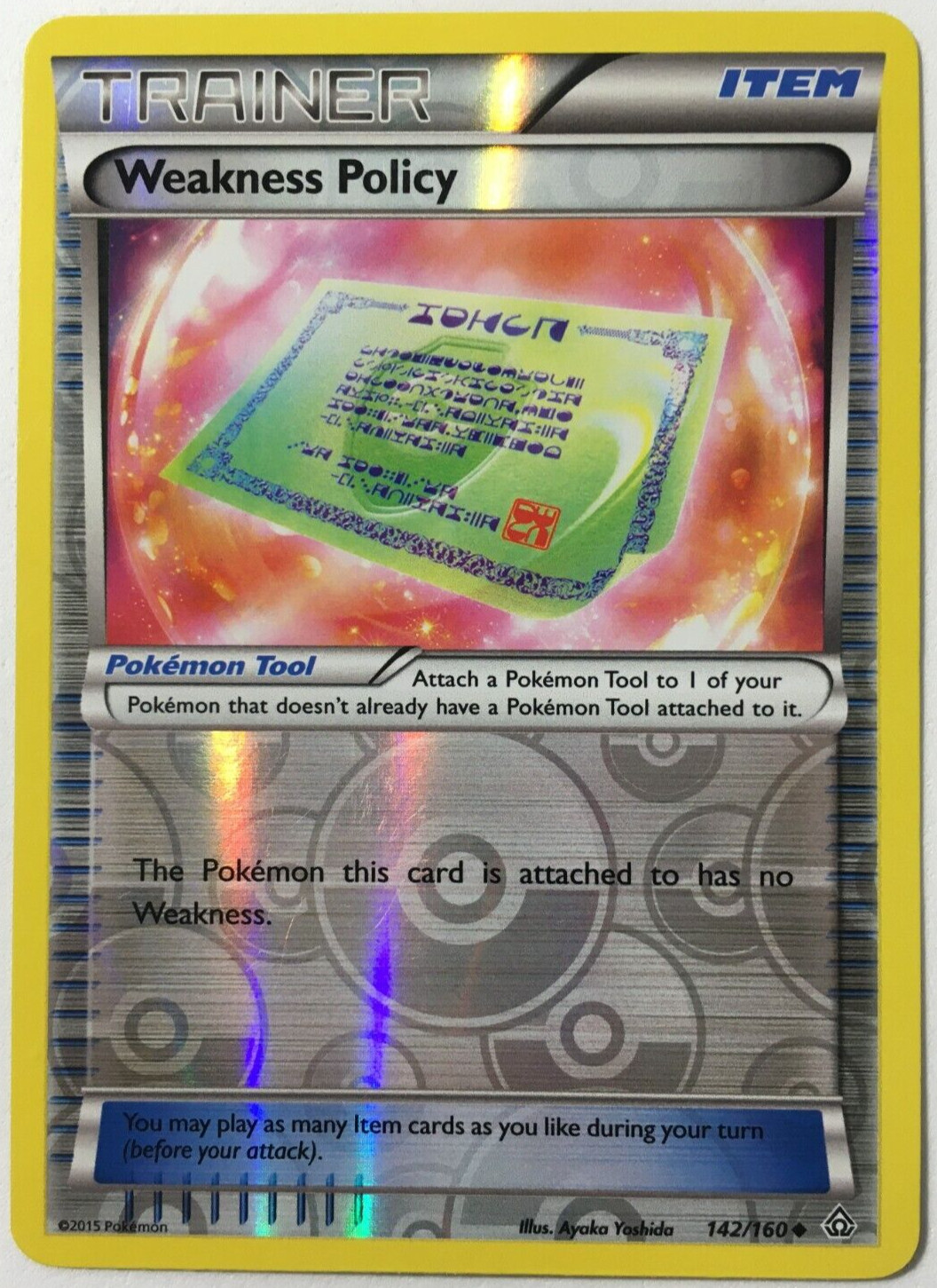 POKEMON WEAKNESS POLICY 142/160 PRIMAL CLASH UNCOMMON REVERSE HOLO NEAR MINT
