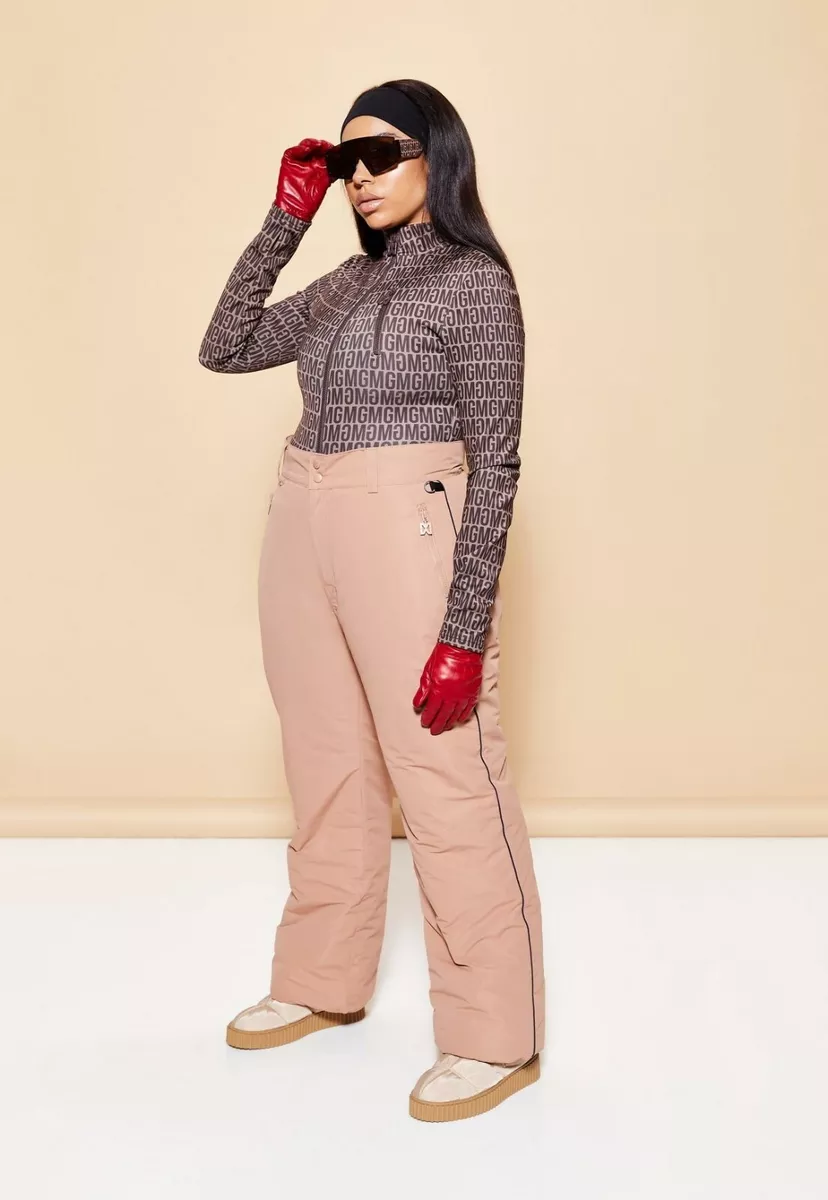 MISSGUIDED Camel Sports Contrast Ski Trousers UK 4 (MSGD2-8)