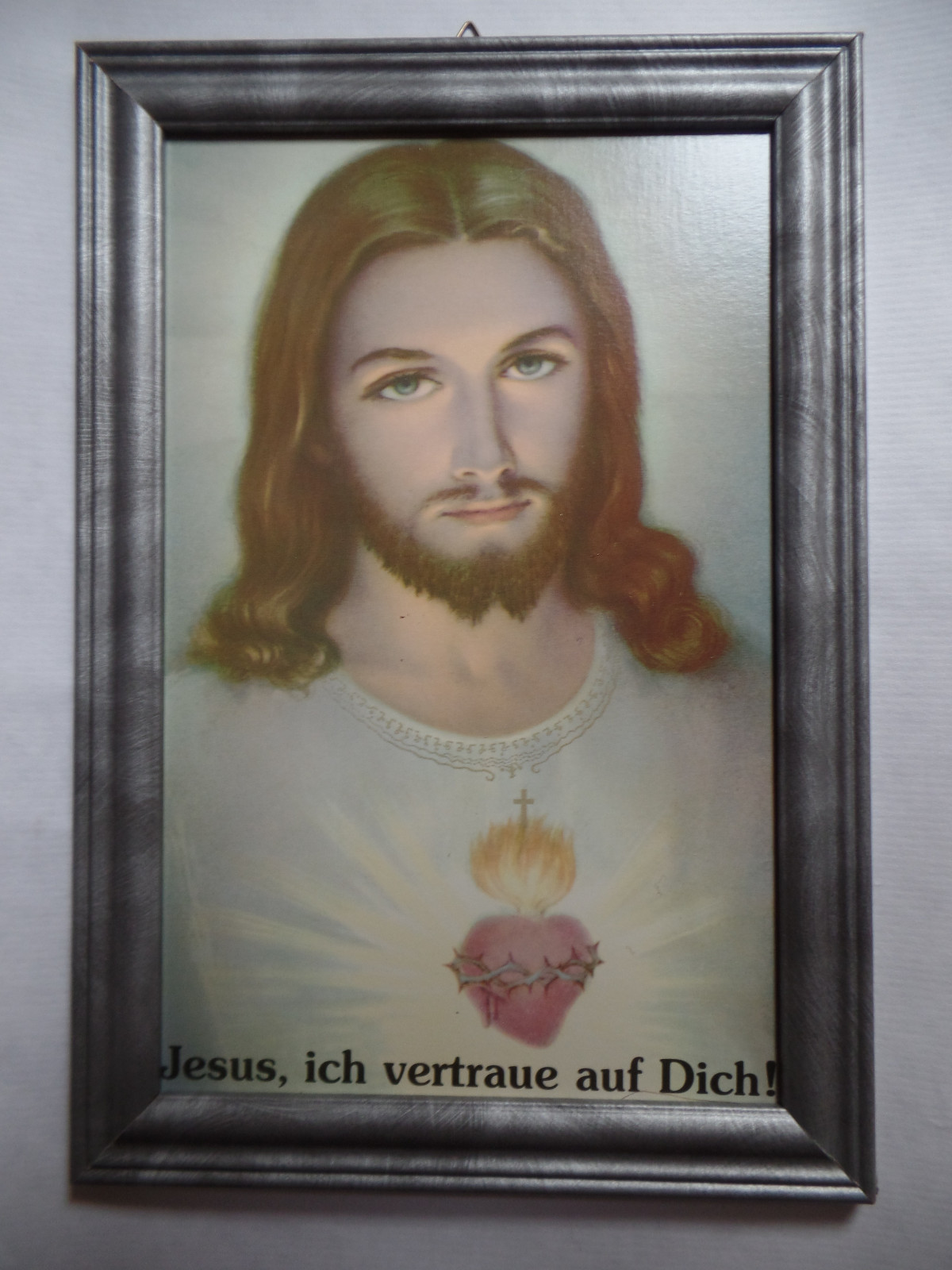 Christus Bild Nr. 30 mit Rahmen Sonderpreis 2.Wahl, Jesus ich vertraue auf Dich