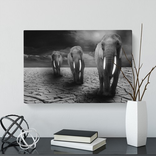 Elephant 3 Canvas Wall Art Print Framed Picture Home Decor Living Room Bedroom - Picture 4 of 7