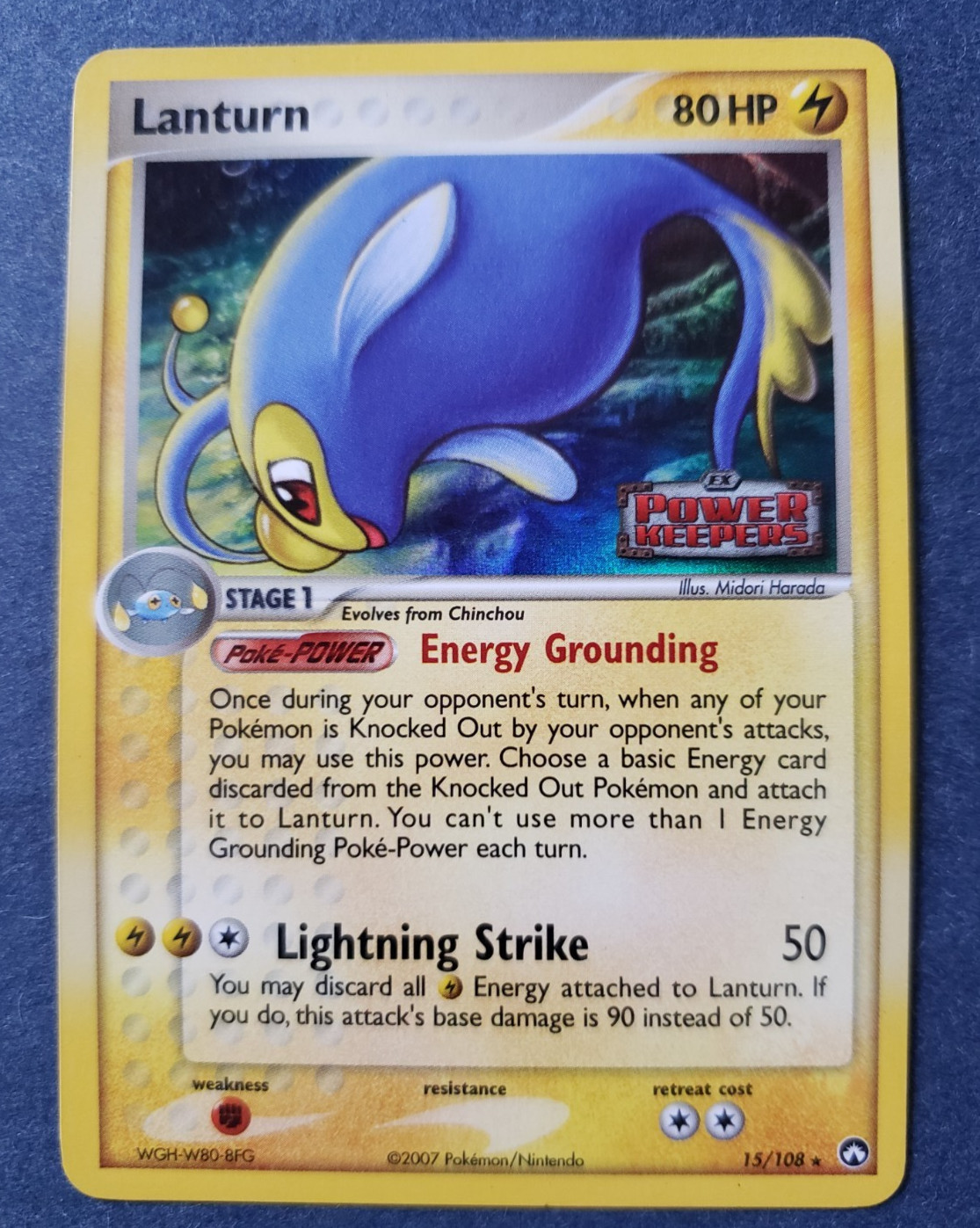 Lanturn 15/108 Power Keepers Reverse Holo LP Pokemon