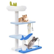 Image of Ocean-themed Cat Tree 3-level Cat Tower Activity Center Sisal Scratching Posts