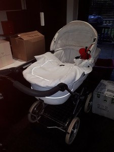 cream leather pram