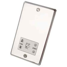Volex Dual Voltage Shaver Socket White Insert Polished Stainless  - VX9800P