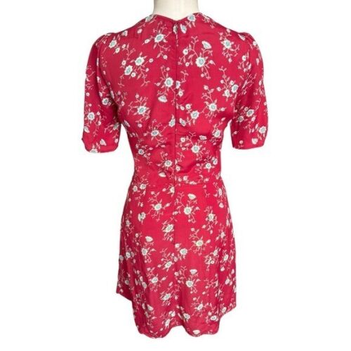 Reformation Grace Floral Cut Out Mini Dress in Red Viscose 2 - Picture 8 of 11