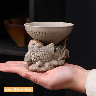 Coarse Pottery Arowana Ornaments Strainer Tea Pet Traditional Tea Filter