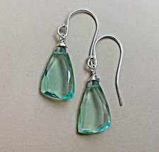 NEW SUNDANCE CHARM AQUAMARINE TONE HANDMADE EARRINGS ARTISAN STERLING SILVER