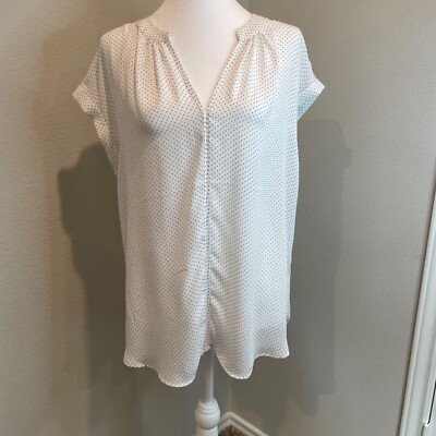 NWT Philosophy White / Black Cap Sleeve Blouse Woman's Size M