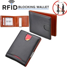 Slim Mens Wallet with Money Clip Leather RFID Blocking Bifold Credit Card Holder
