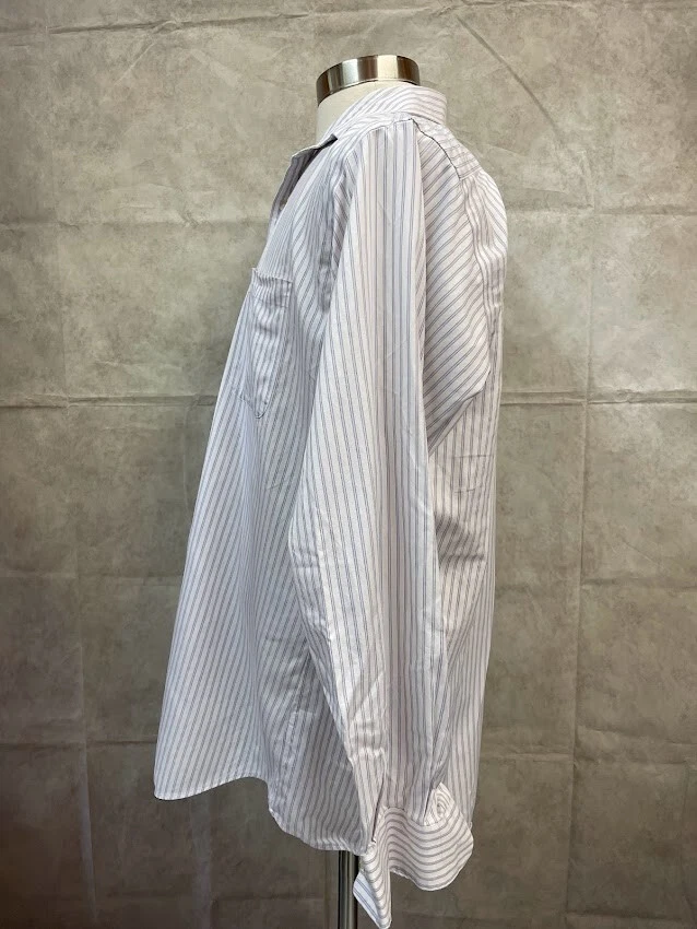 Kirkland Signature Button Front Shirt White Striped Long Sleeve Size 16 - Image 2 of 4