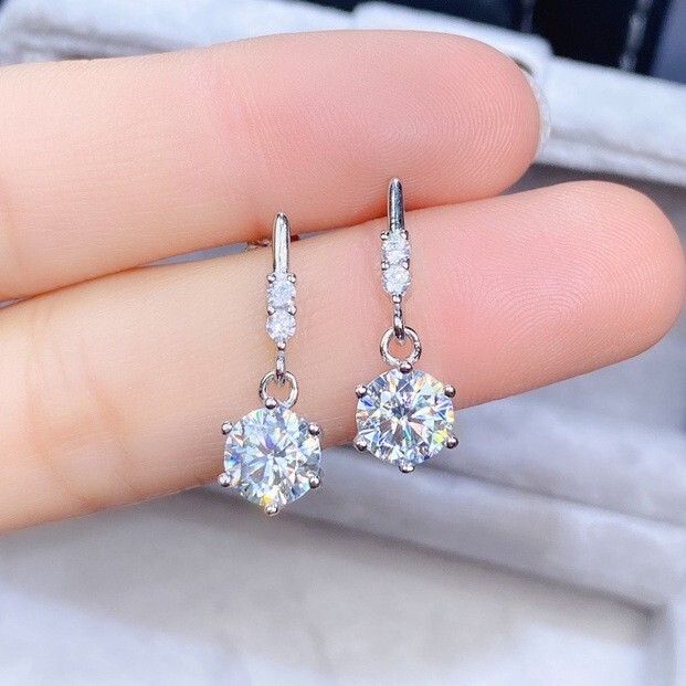 Women White Gold Plated Solitaire Drop Dangling Clear CZ Hook Earrings Gift C3