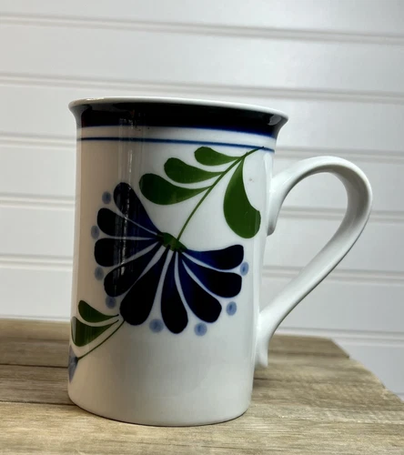 Set Of 6 Mugs DANSK Porcelain Coffee Cups Sage Song Blue Flower White  Mug Set