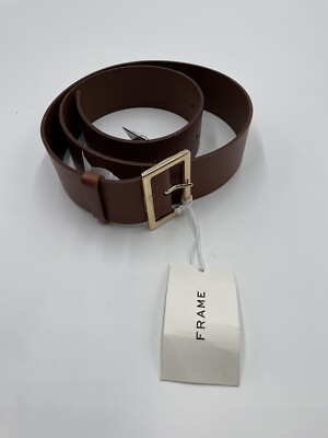 Frame Denim D Ring Wide Belt Women's Brown Leather New Size Large 