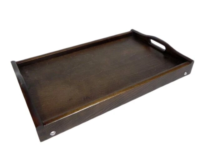 Wooden Lap Tray Breakfast in Bed Serving with Folding Legs Table Mate Dark Brown - Image 2 of 4